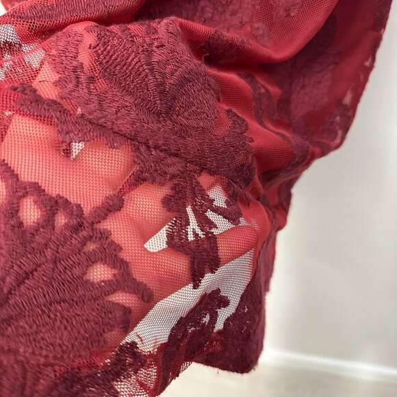 For Love & Lemons A Night to Remember Long Sleeve Lace Cocktail Mini Dress Red S - Picture 12 of 16